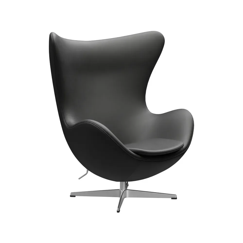 Fritz Hansen Ägget 3316 fåtölj Leather essential black-steel