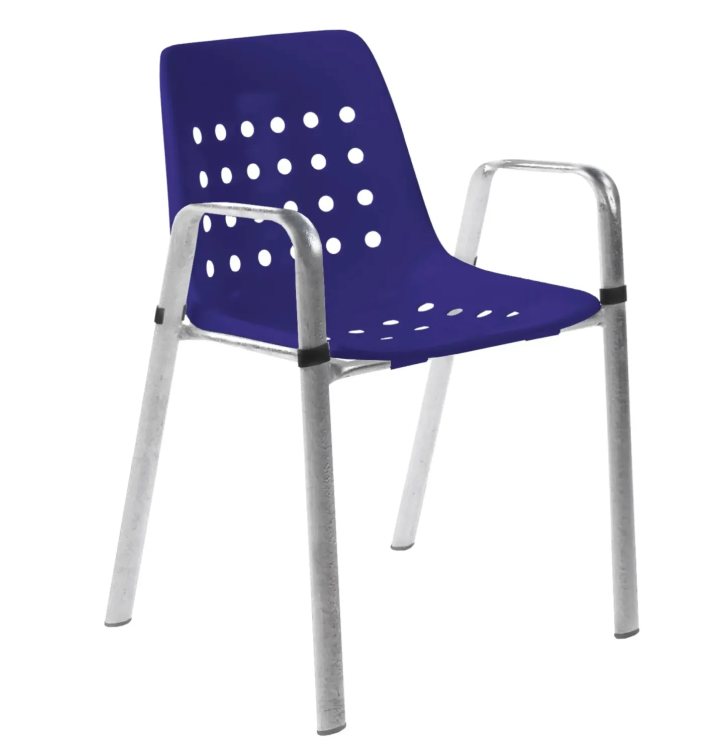 Schaffner Schalen-Stuhl Bermuda mit Armlehne Rundoval Feuerverzinkt Blau | Schubiger Möbel