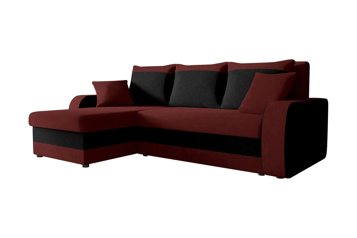 Alvared 3-sits Hörnbäddsoffa Universal - Röd/Svart