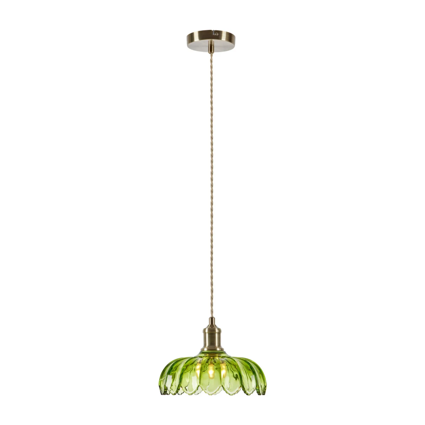 Kurage hänglampa, antikmässing/grön, glas, Ø 26 cm, E27 - Markslöjd - Kök - Med lampskärm