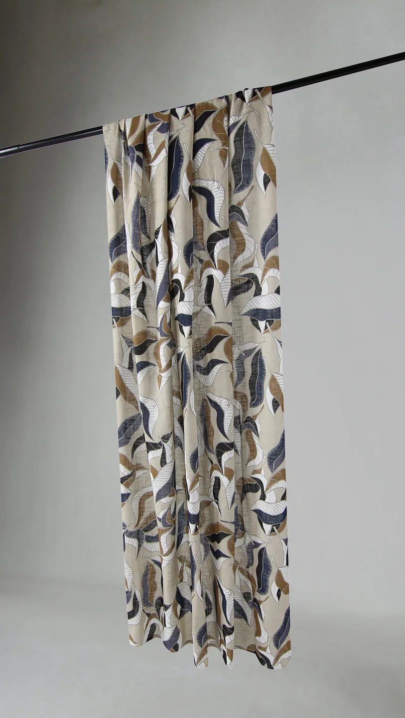 Gardiner - Bomullsgardin - Amalie (grå/blå) (Størrelse: 140 x 250 cm)