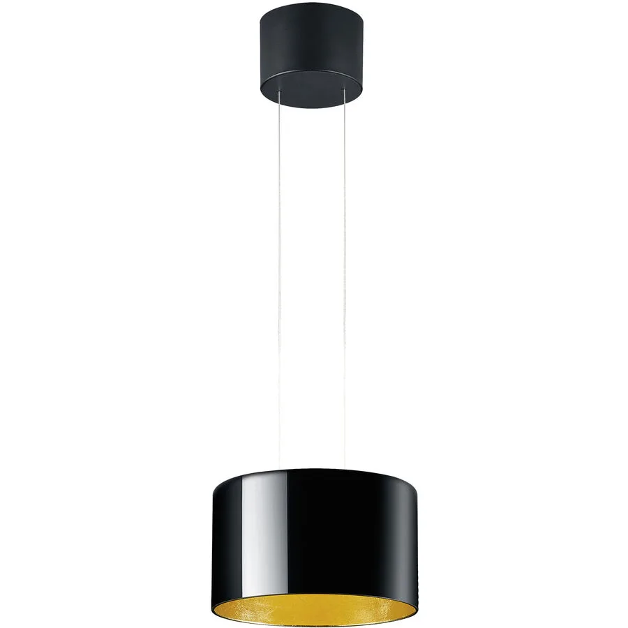 Designer-Pendellampe Bankamp Grand Luce gold 1-flammig D 32 cm - Farbe: Blattgoldoptik mit schwarz abgesetzt - LED - Lichtfarbe: Extra warmweiss -