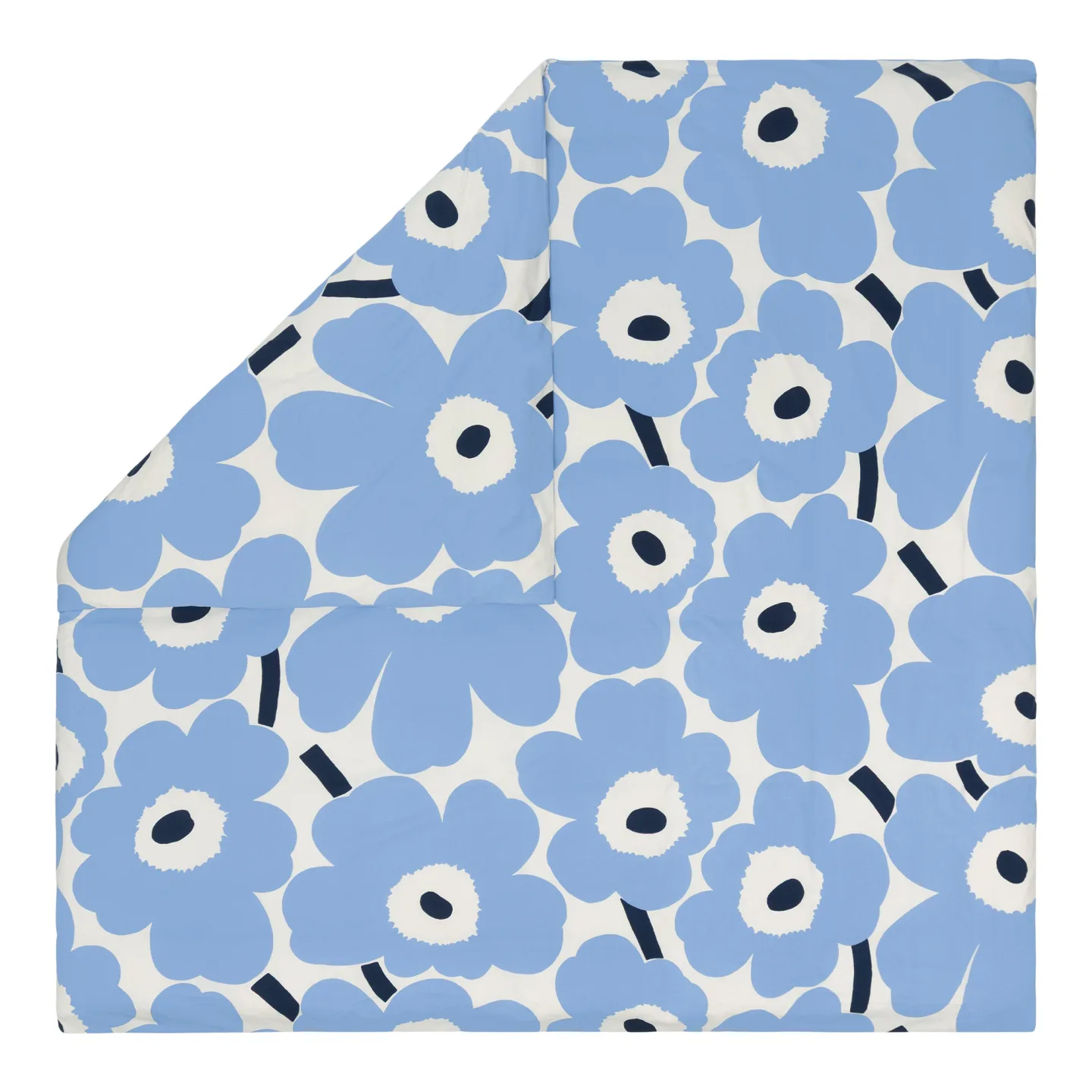 Marimekko - Unikko Jersey Dc 240 x 220 cm Off White Lt.Blue Navy - Påslakan - Maija Isola