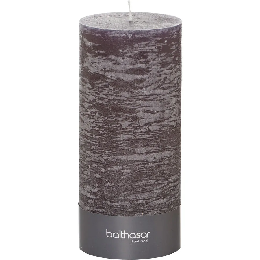Balthasar Kerze Rustico dunkelgrau H20 cm D9 cm, Brenndauer 120h - Farbe: taupe - Material: Wachs