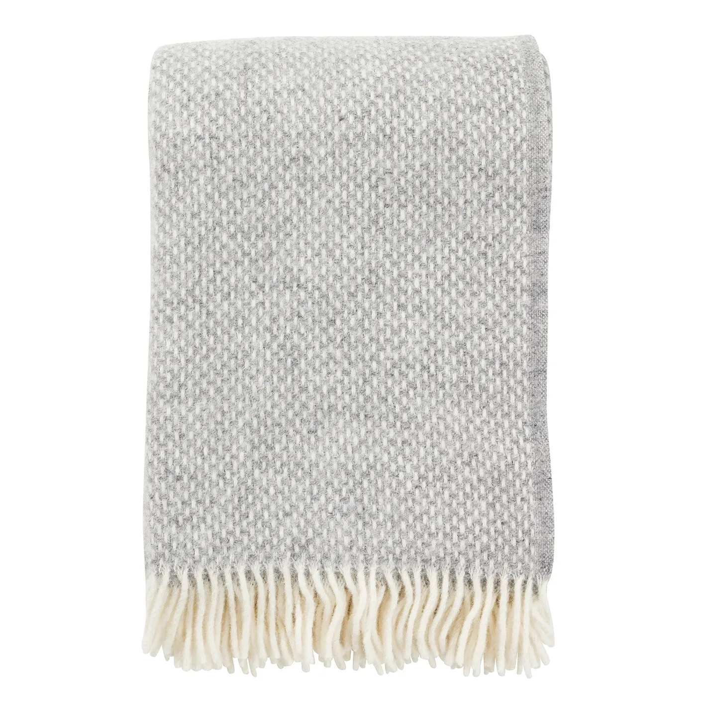Klippan Yllefabrik Preppy Wolldecke Grau melange