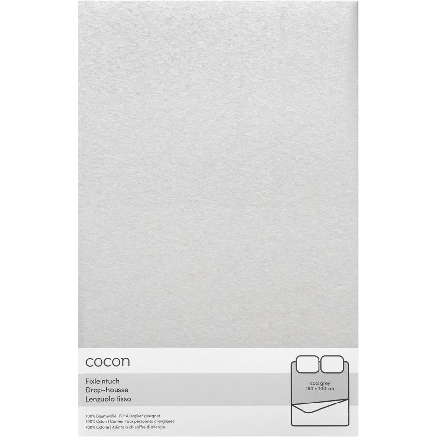 Fixleintuch COCON Hellgrau Baumwolle 180 x 200 cm - Material: Jersey