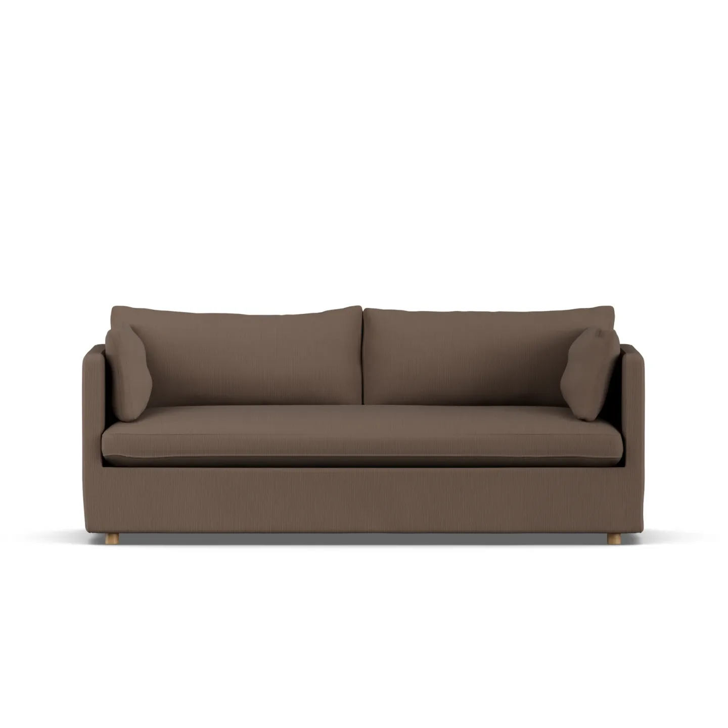 1898 Linnevik Sofa Jump brown 1955-Eiche weiß geölt, 3-sitzig, mit Volant