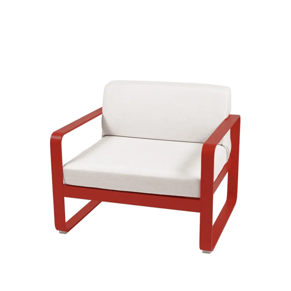 Fermob Bellevie fåtölj Chili (röd), off-white dyna