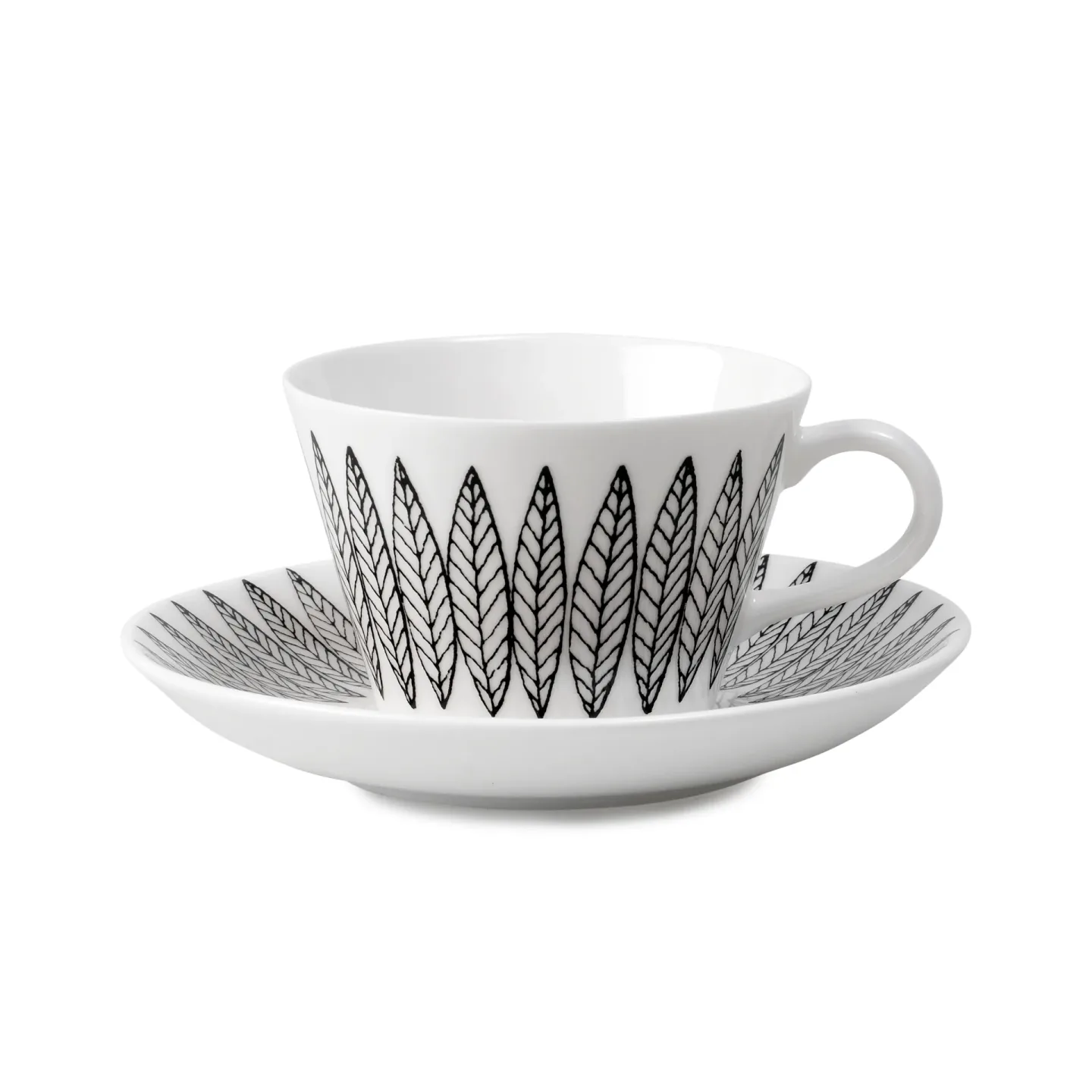 Gustavsbergs Porslinsfabrik Svart Salix kaffegods, kon Kaffekopp + fat