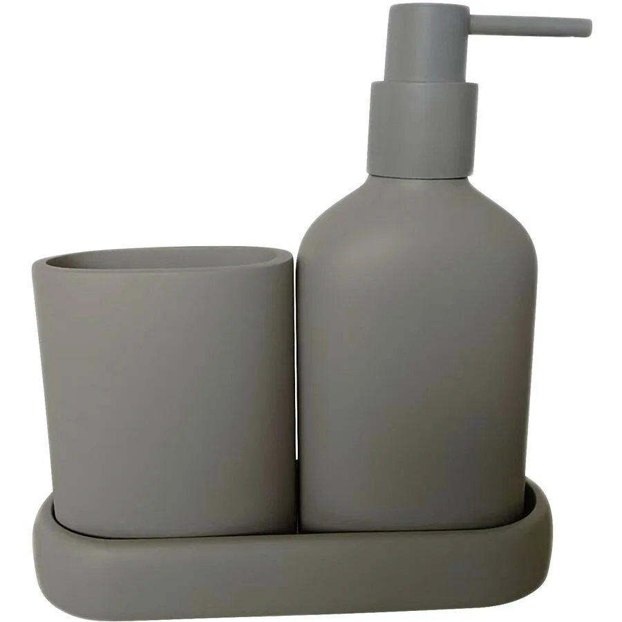 Badezimmer-Set Kim grau Polyresin