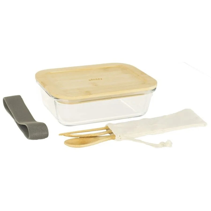 Diverse Lunchbox Pebbly natur Glas/Holz Glas/Holz T 15 cm 1 l