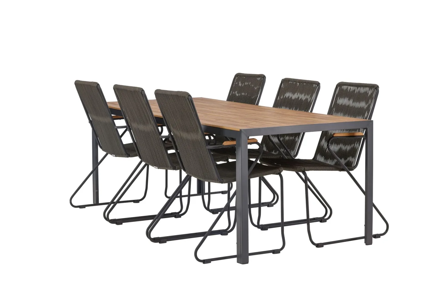 Break Matgrupp Utomhus 205 cm + 6 st Bois Karmstolar - Svart/Brun