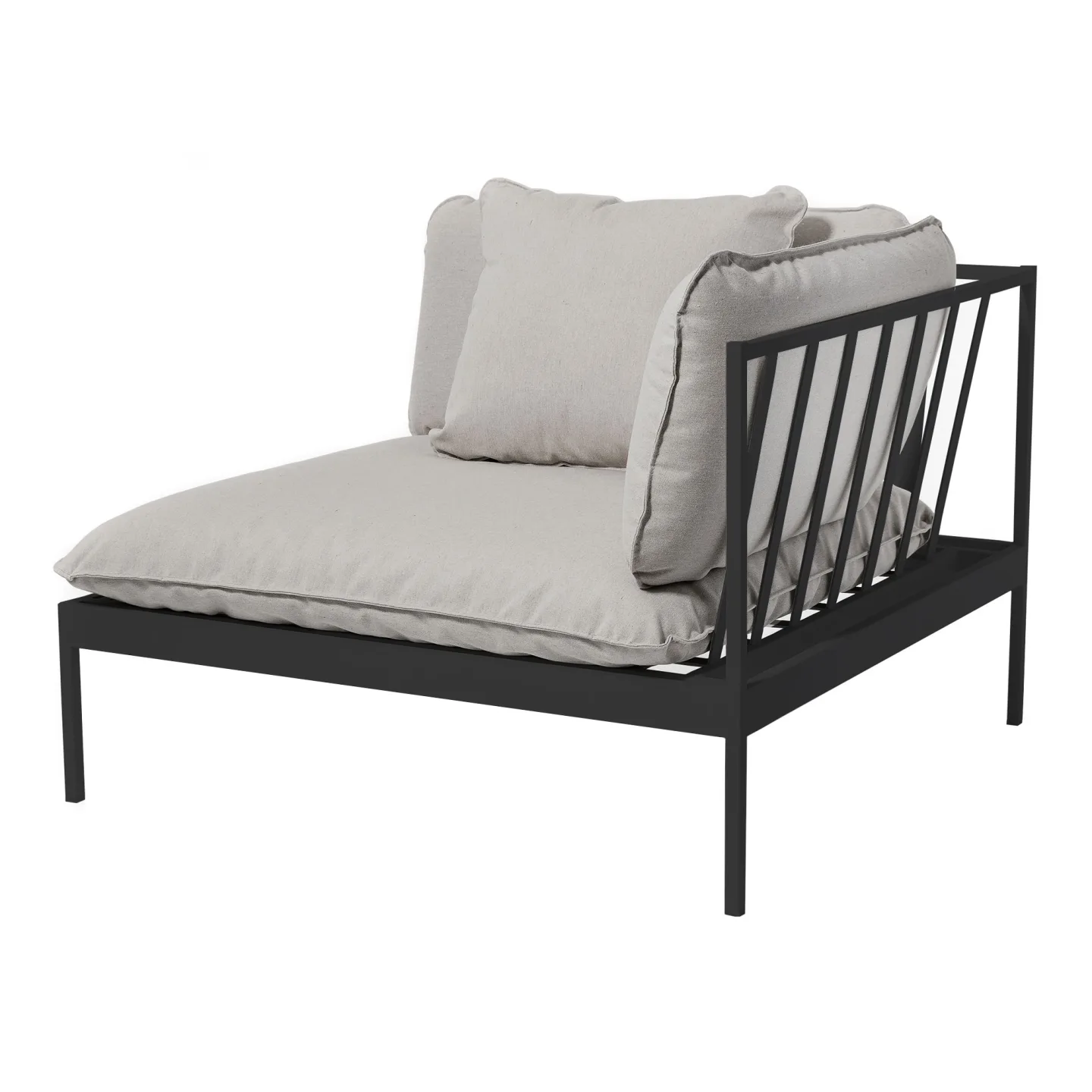 Skargaarden - Bönan Lounge End Sofa, Dark Grey Aluminum Frame, Cushion Light Grey Sunbrella Sling - Soffor utomhus - Studio Norrlandet