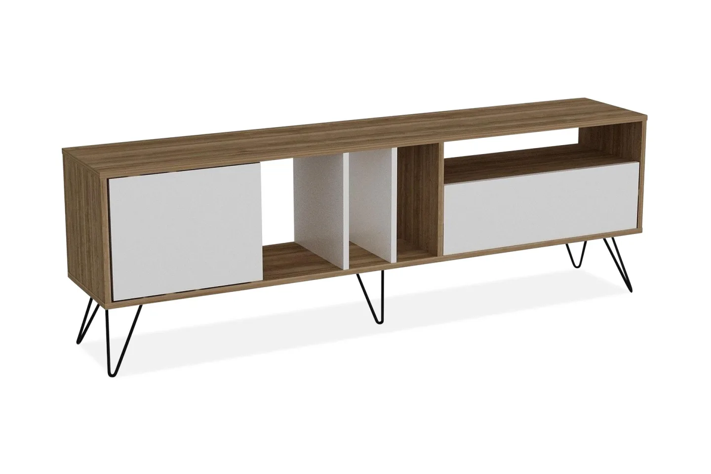 Schwefel TV-Bänk 180 cm - Valnöt|Svart|Vit