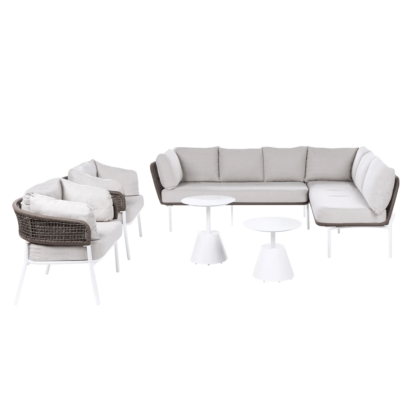 Soffgrupp utomhus 7-Sits Robella med Bord - Beige/Vit/Brun