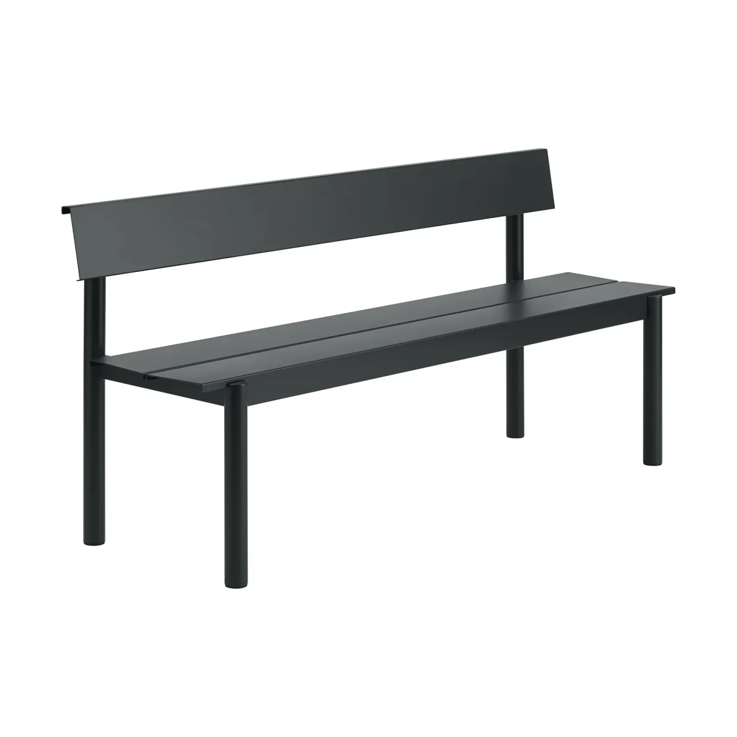 Muuto Linear Steel Bank mit Rückenlehne Black, 170x34 cm