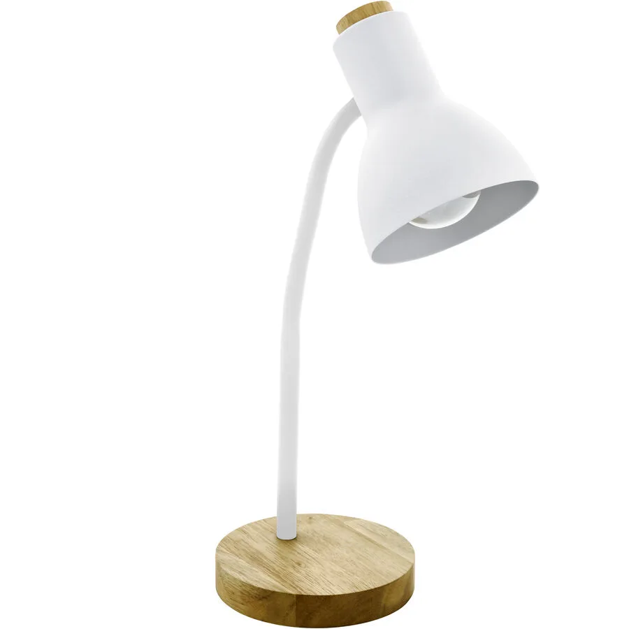 Eglo Tischlampe Veradal Braun/Weiss Holz/Kunststoff 12.5 cm 49 cm - Farbe: weiss/braun