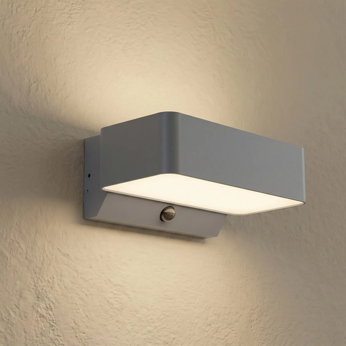 Fando LED-Außenwandleuchte, anthrazit, 22,5 cm, Sensor, IP44 - Lindby - Aluminium - Eckig