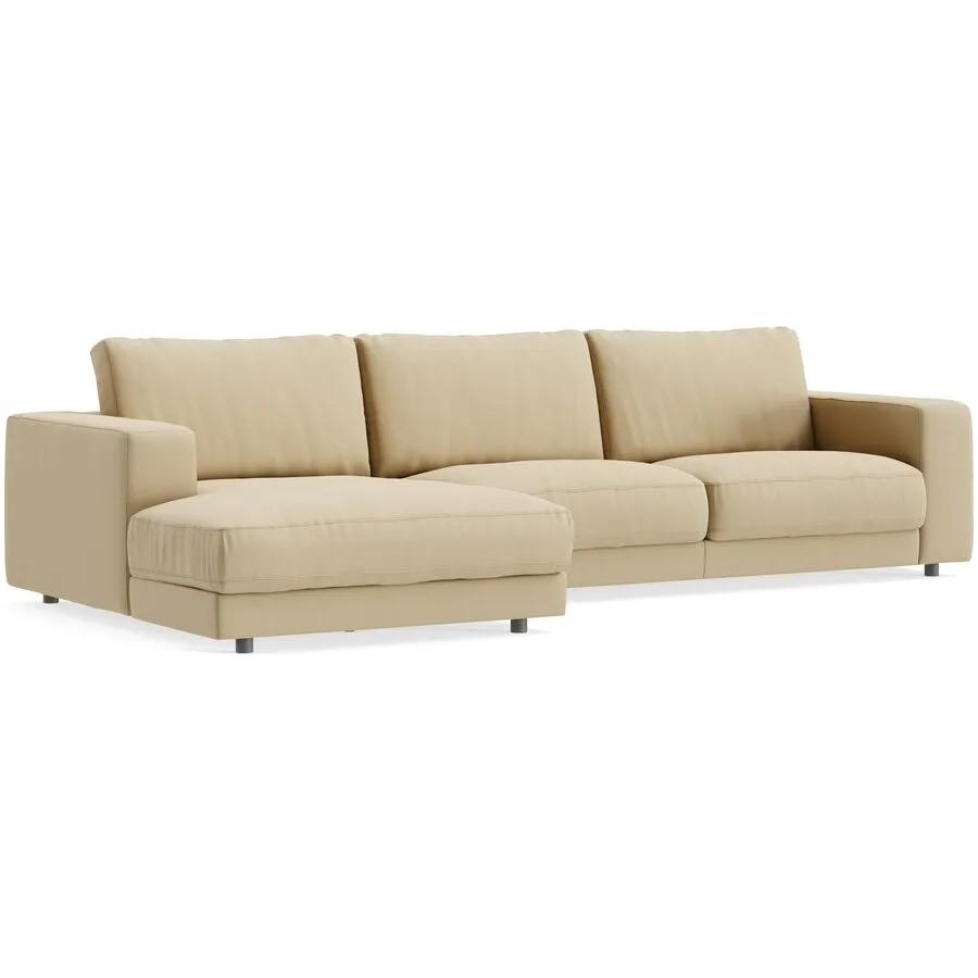 Ecksofa Ava Links Bezug: 100% Polyester sand B 320 T 170 cm - Möbel Konfigurator: Traummöbel individuell zusammenstellen