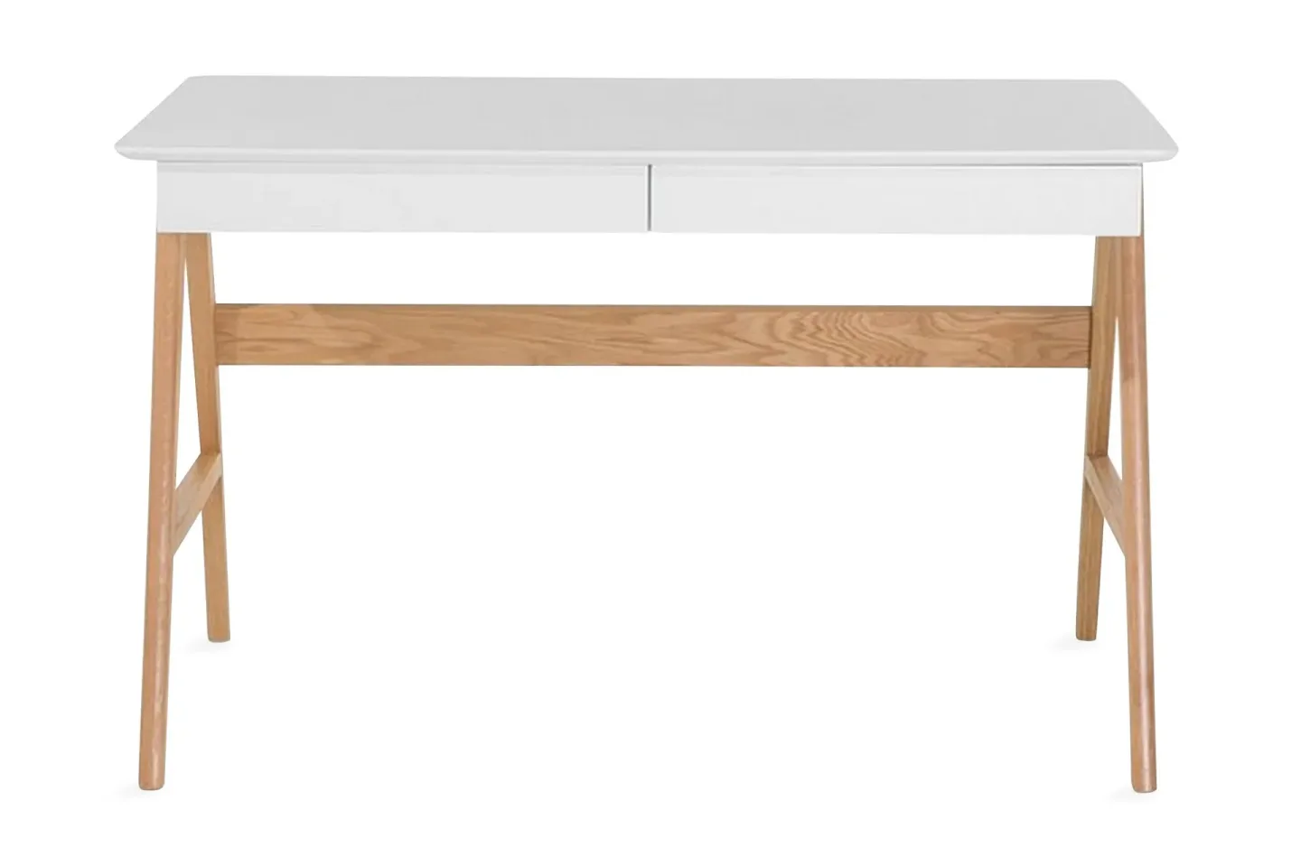 Jahnyia Skrivbord 120 cm med Förvaring 2 Lådor - Vit/Ek