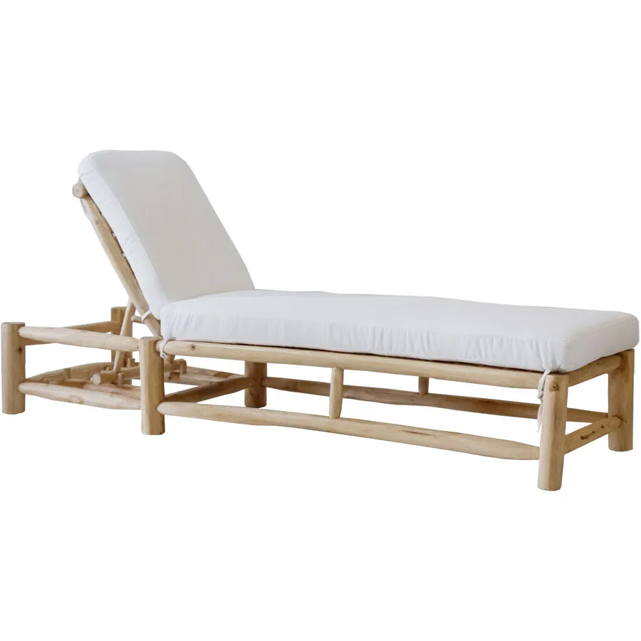 Gartenliege Garda natur/weiss Teak B 200 T 80 cm