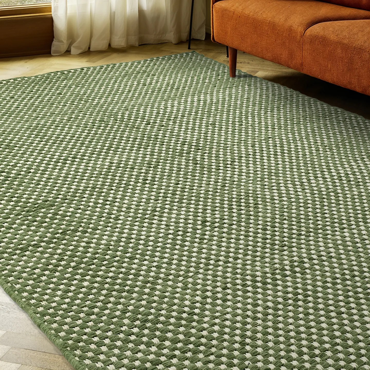 Ullteppe - Ovelia (grønn/hvit) (Størrelse: 140 x 200 cm)