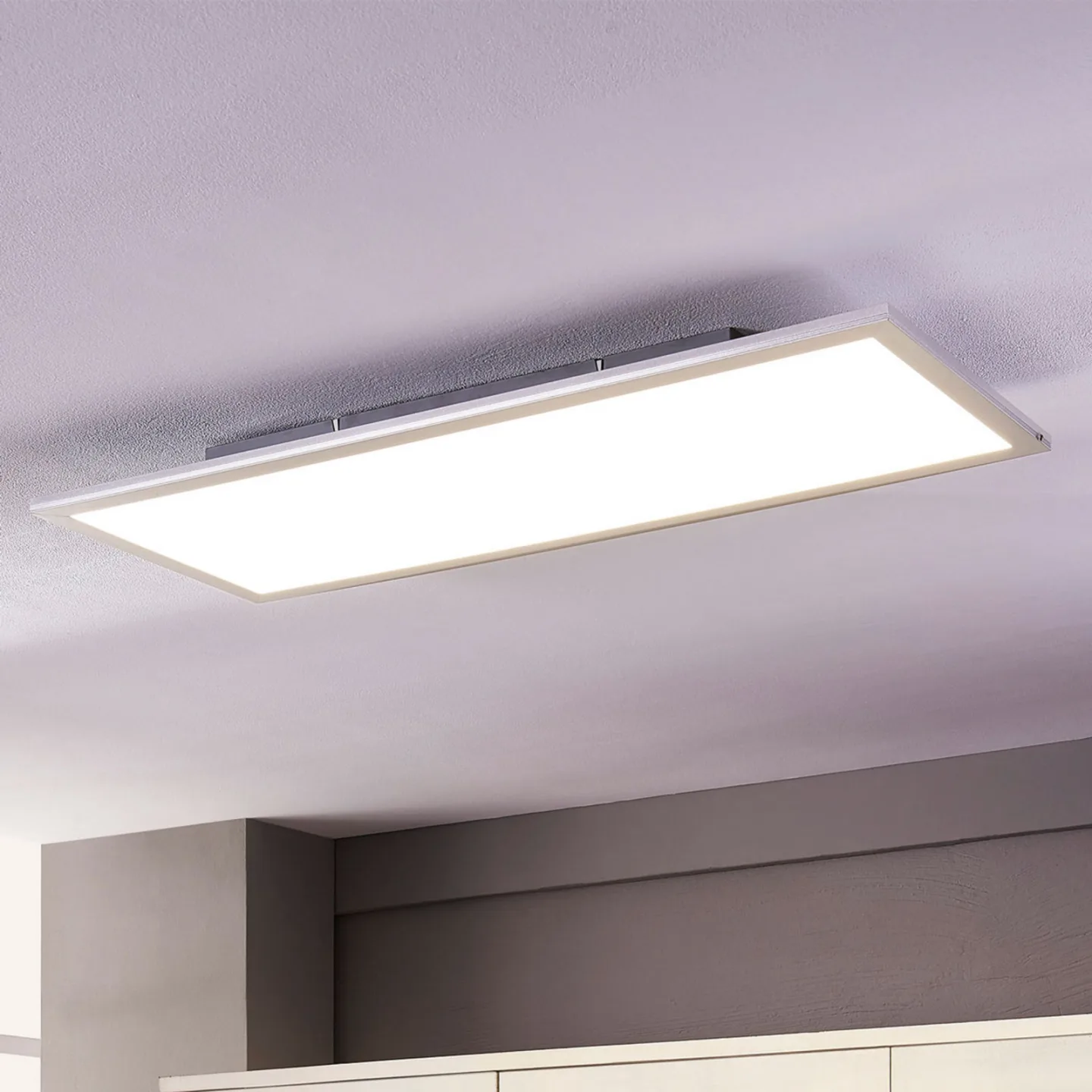 Lindby LED-Panel Livel, 4000K, 80 cm x 30 cm, silber, Metall - Küche - Modern - Kunststoff - Eckig
