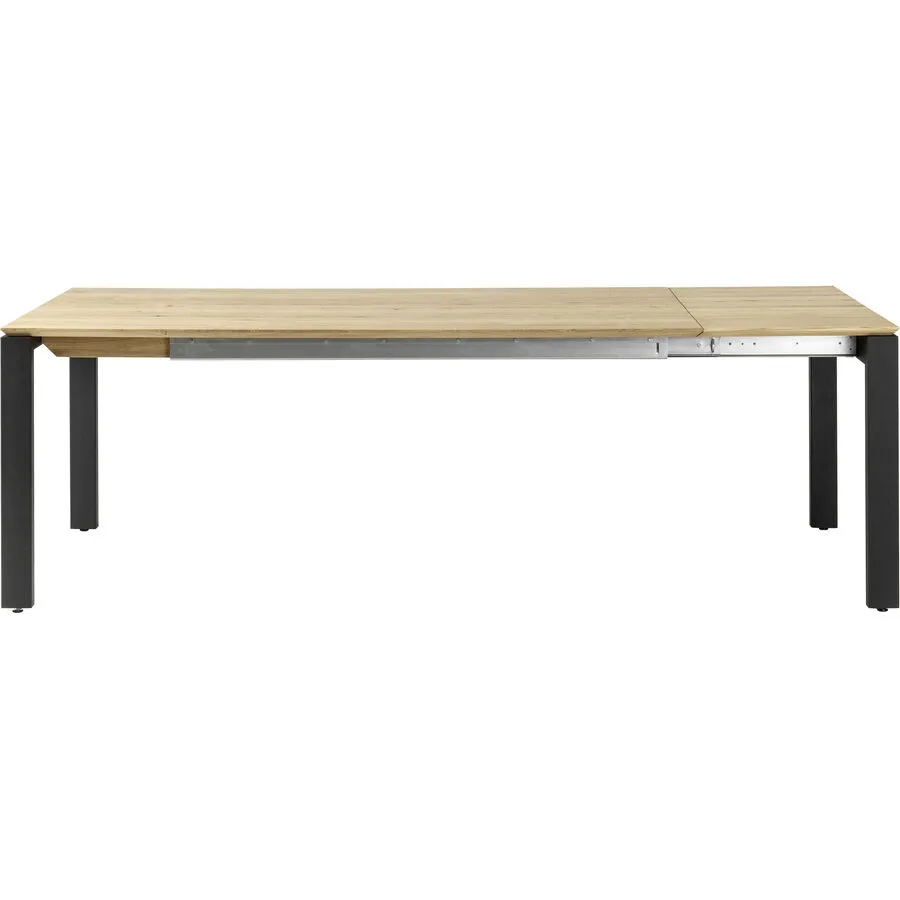 Esstisch ausziehbar Caleb Natur, Schwarz Eiche, Metall Massivholz B 160 T 90 cm