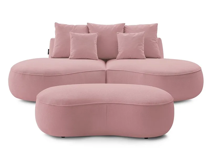 3er Sofa mit Hocker BOBOCHIC SAINT-GERMAIN Stoff mit Textur rosa