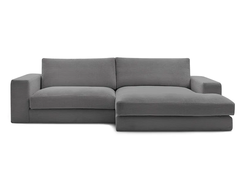 Ecksofa BOBOCHIC LEONARD Cord-Stoff dunkelgrau