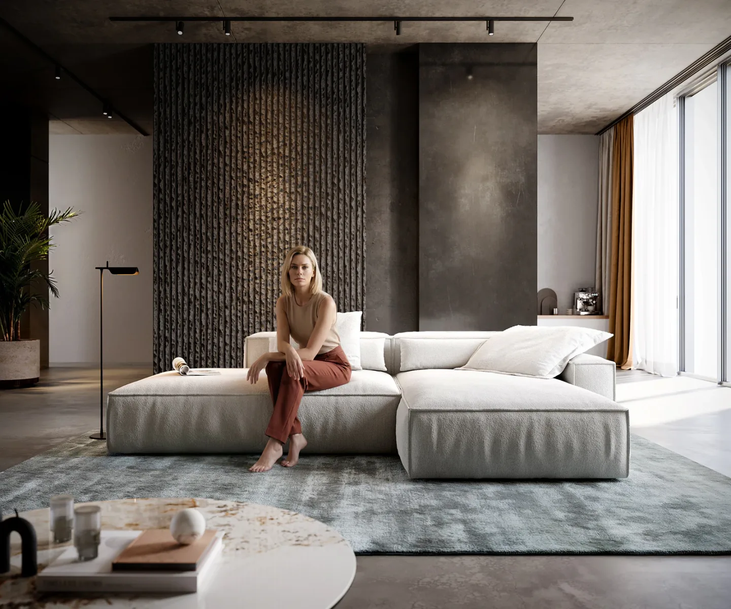 Ecksofa Freestyle Cozy 310x200 cm Bouclé Soft Beige