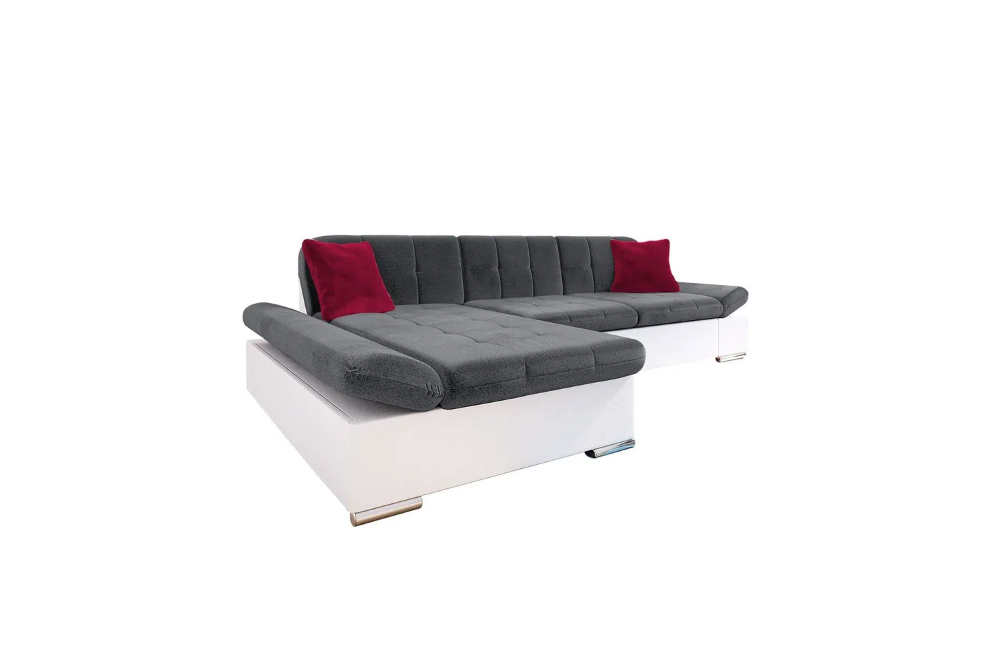 Djerra Soffa med Divan 3-sits - Vit/Mörkgrå/Röd