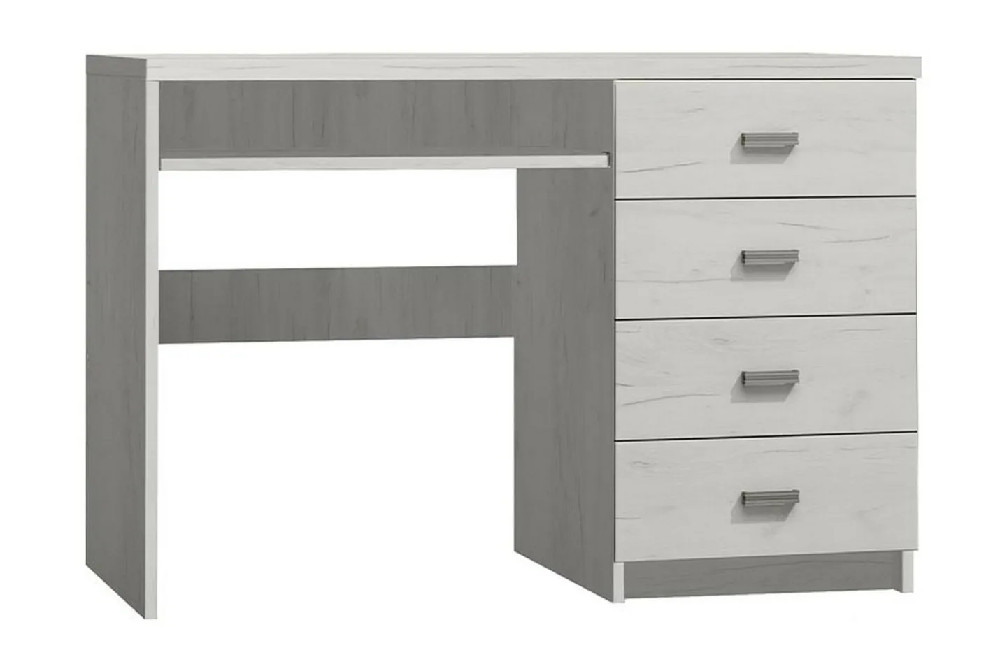 Castillia Skrivbord 120 cm med Förvaring 4 Lådor + Hylla - Vit