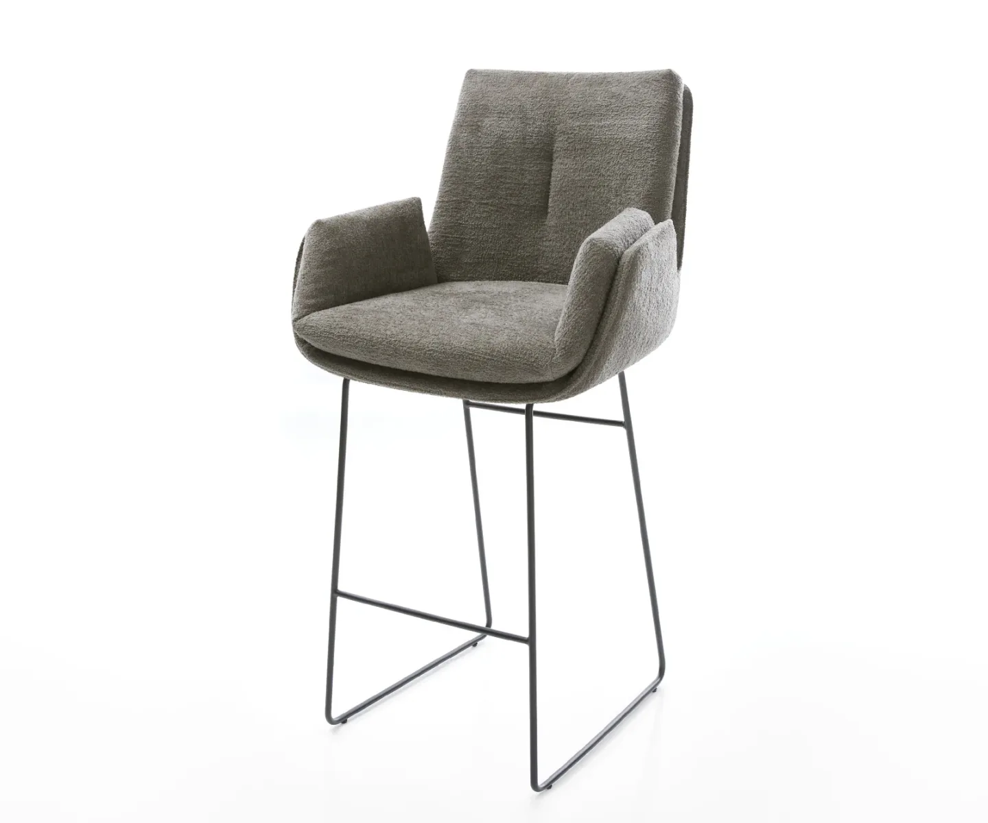 Barstuhl Clea-Flex Bouclé Soft Schlamm Kufengestell Metall Schwarz