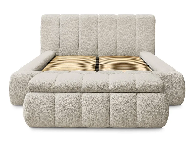 Kastenbett mit Bettkasten BOBOCHIC DENALI 160x200cm boucle-stoff beige