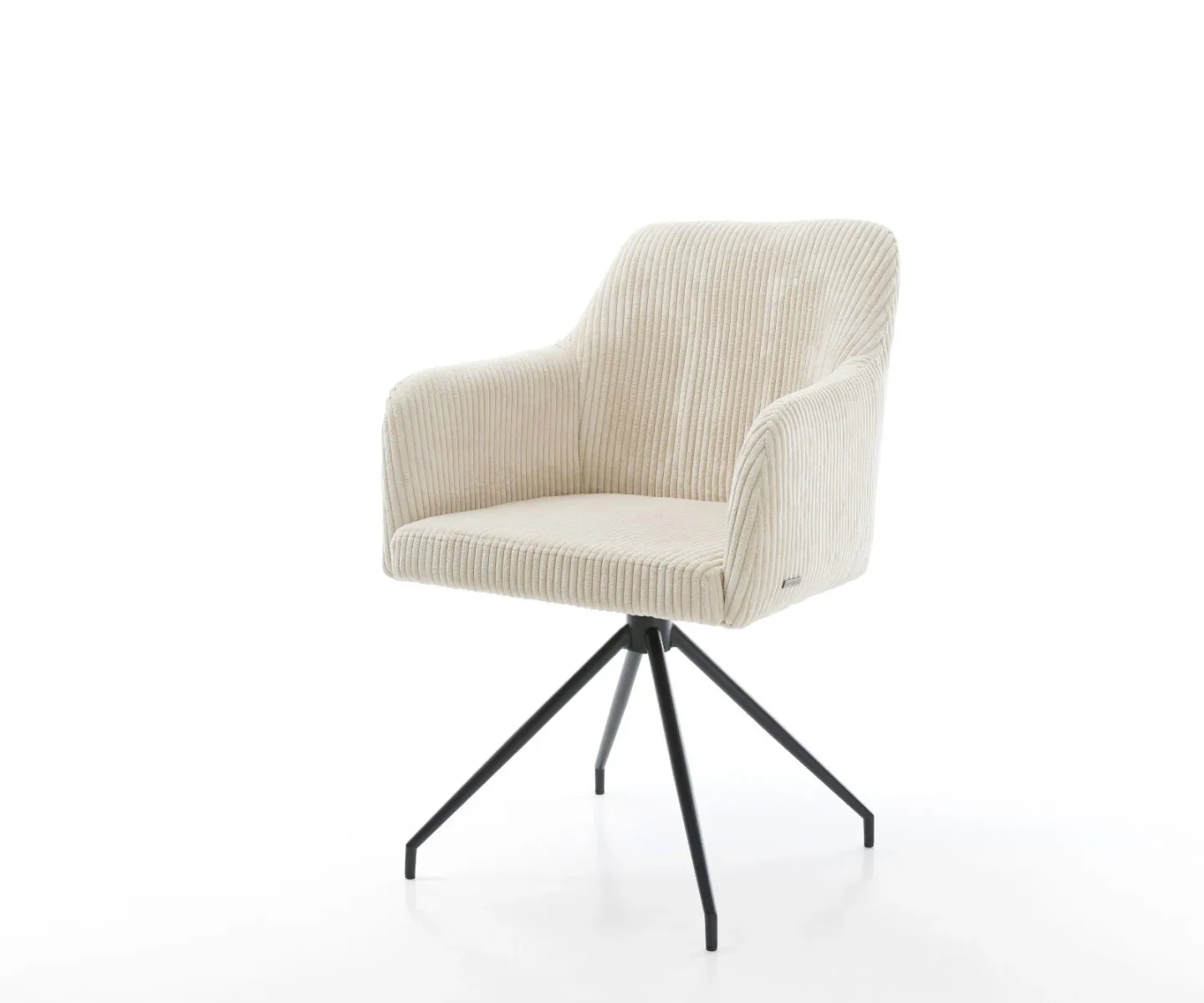 Esszimmerstuhl Greg-Flex Cord Beige Kreuzgestell konisch Schwarz Taschenfederkern