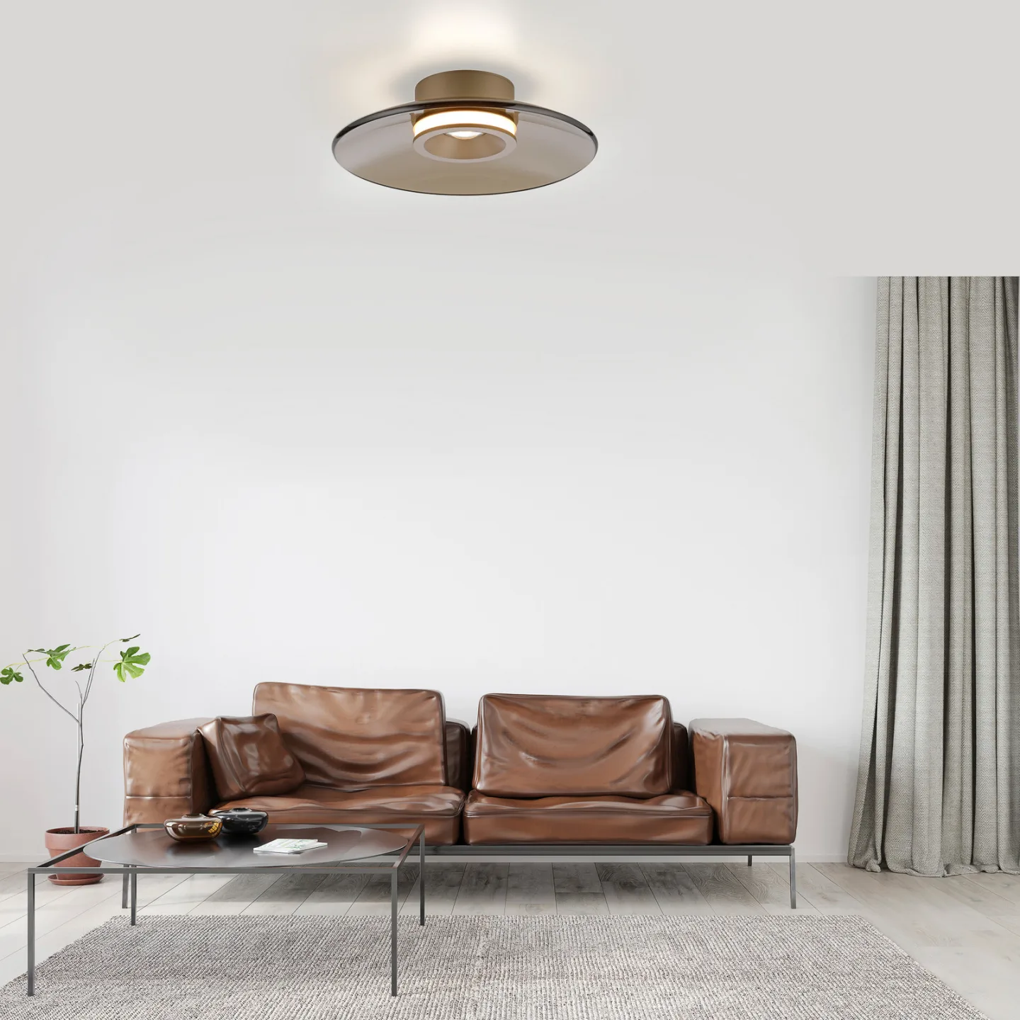 Moon LED-Deckenlampe bronce Ø32cm, Amberglas (dunkel) - PURE PURE Moon - Wohnzimmer - Modern - Mit Schirm