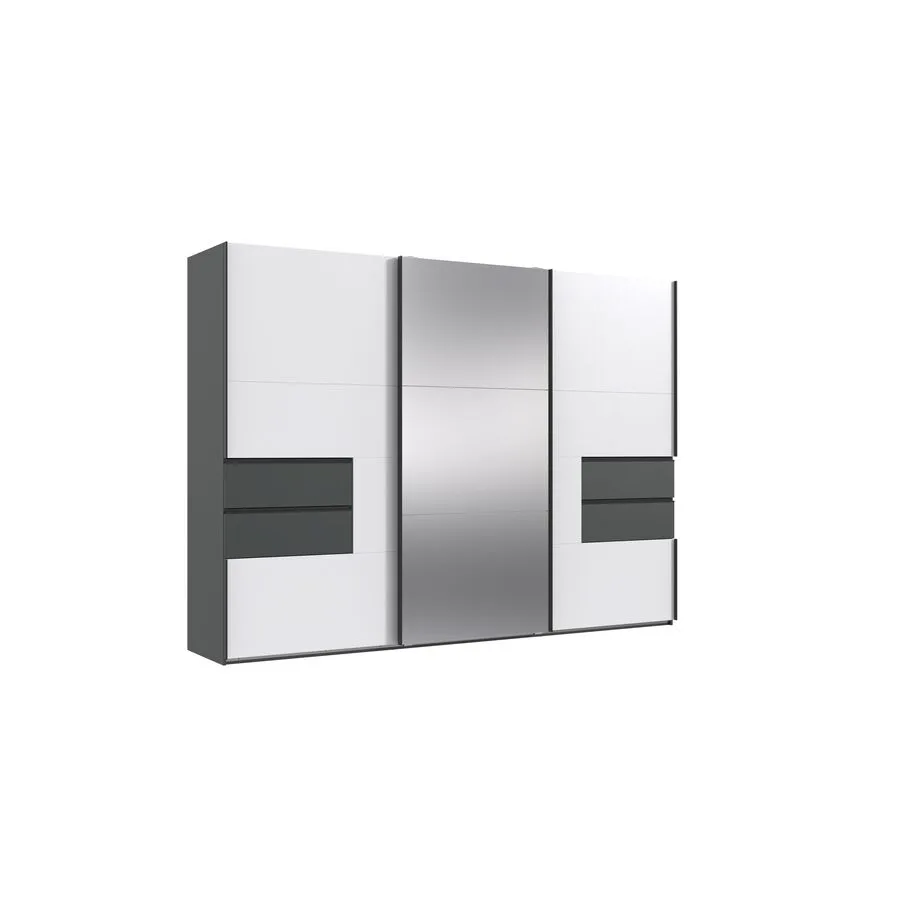 Schrank Keyan Weiss/graphit Holzwerkstoff B 300 cm