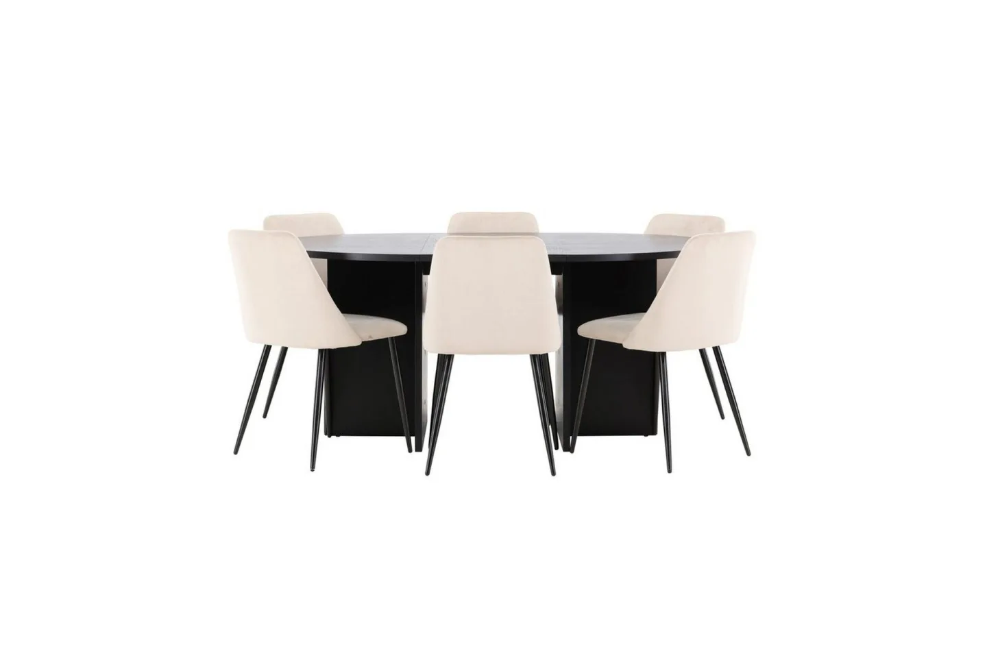 Matgrupp Strada Runt 120/170 cm Svart med Night Stolar 6 st - 6 st
