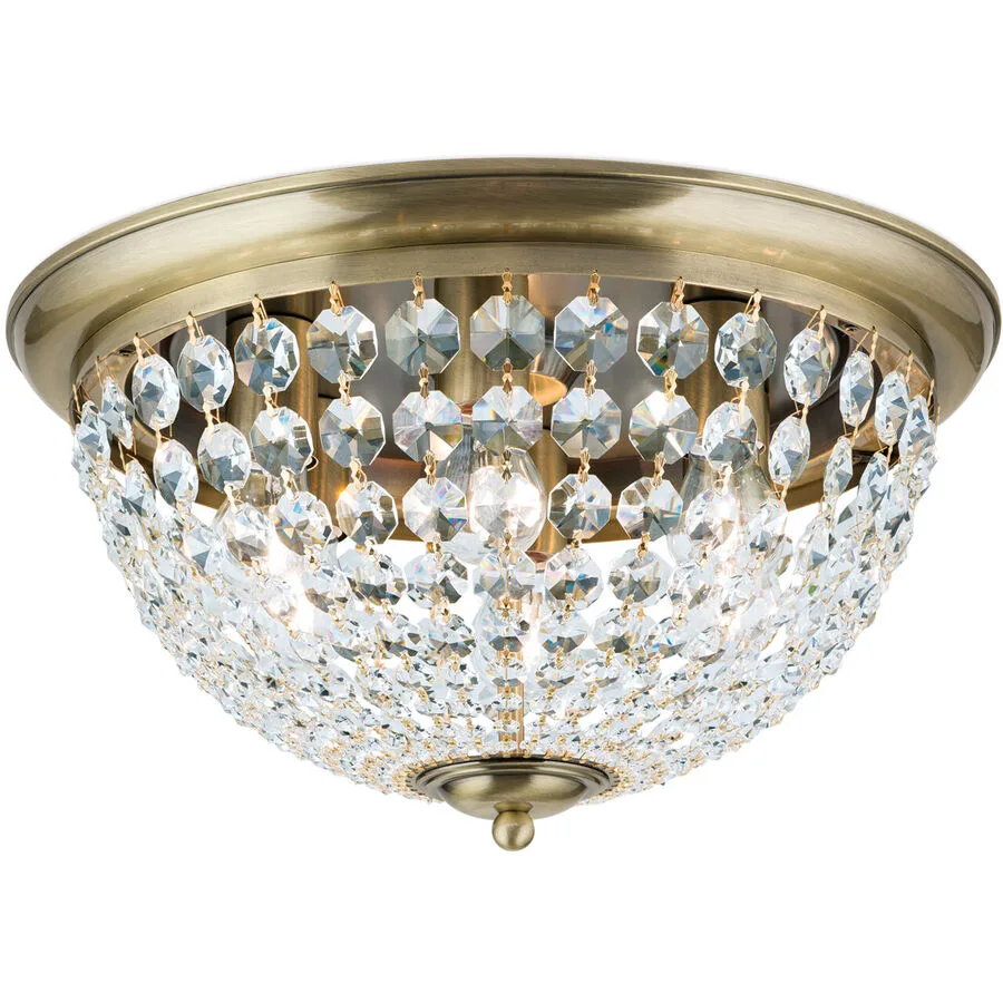 Briamond Deckenlampe Plafond Kristall/Messing 50 cm 30 cm - Farbe: Patina - Material: Messing/Kristall
