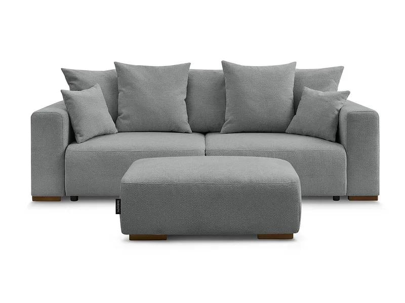 3er Sofa mit Hocker BOBOCHIC SIDONIE Stoff chiniert dunkelgrau