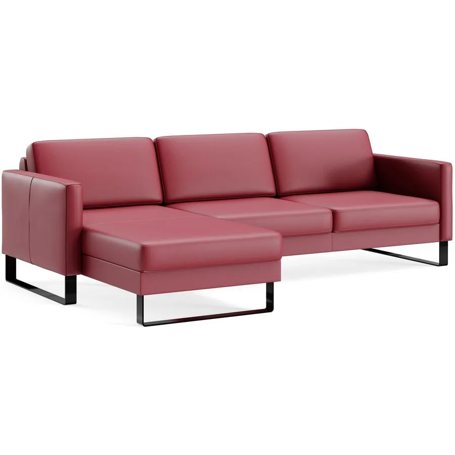 Ecksofa Devin Rot Leder 247 cm 157 cm - Möbel Konfigurator: Traummöbel individuell zusammenstellen