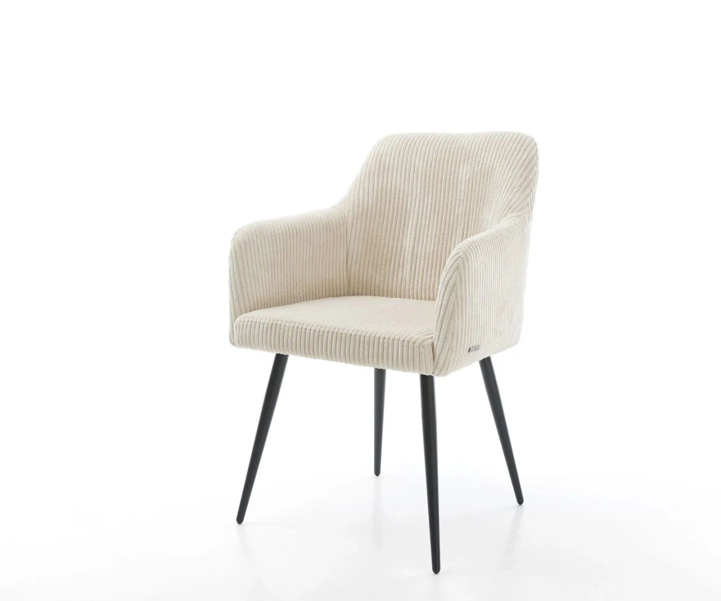Esszimmerstuhl Greg-Flex Cord Beige 4-Fuß konisch Schwarz Taschenfederkern