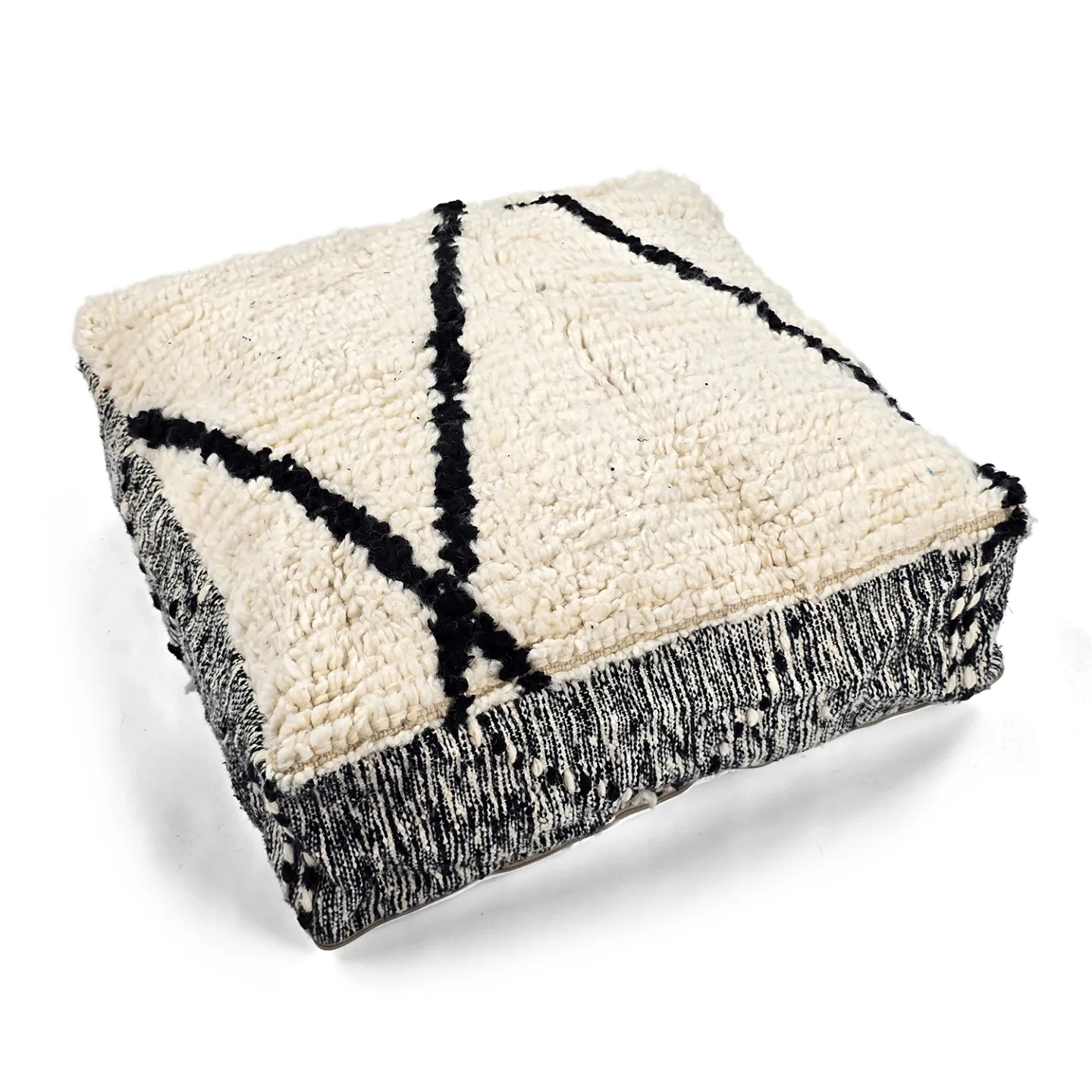 Sittepuff - Marokkansk Beni Ourain 022 (Størrelse: 60 x 60 cm)