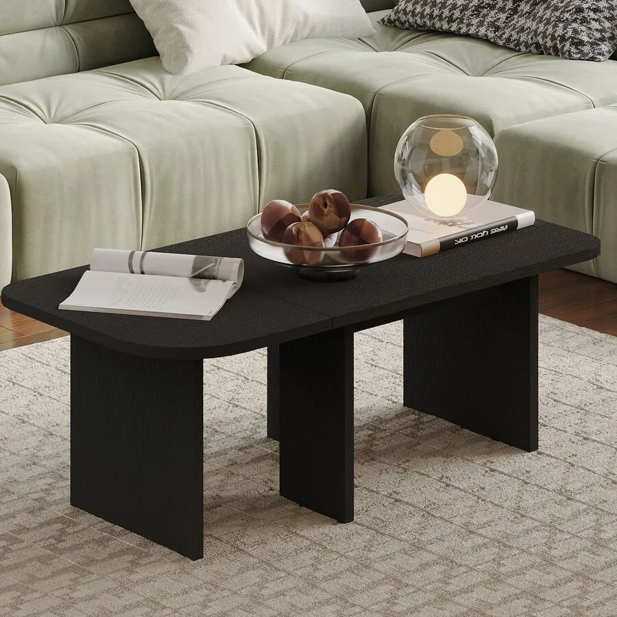 Salontisch Georis Schwarz 100% Melaminbeschichtete Kiefer B 90 T 45 cm