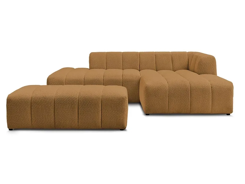Ecksofa mit Hocker BOBOCHIC ANNECY Boucle-Stoff gelb