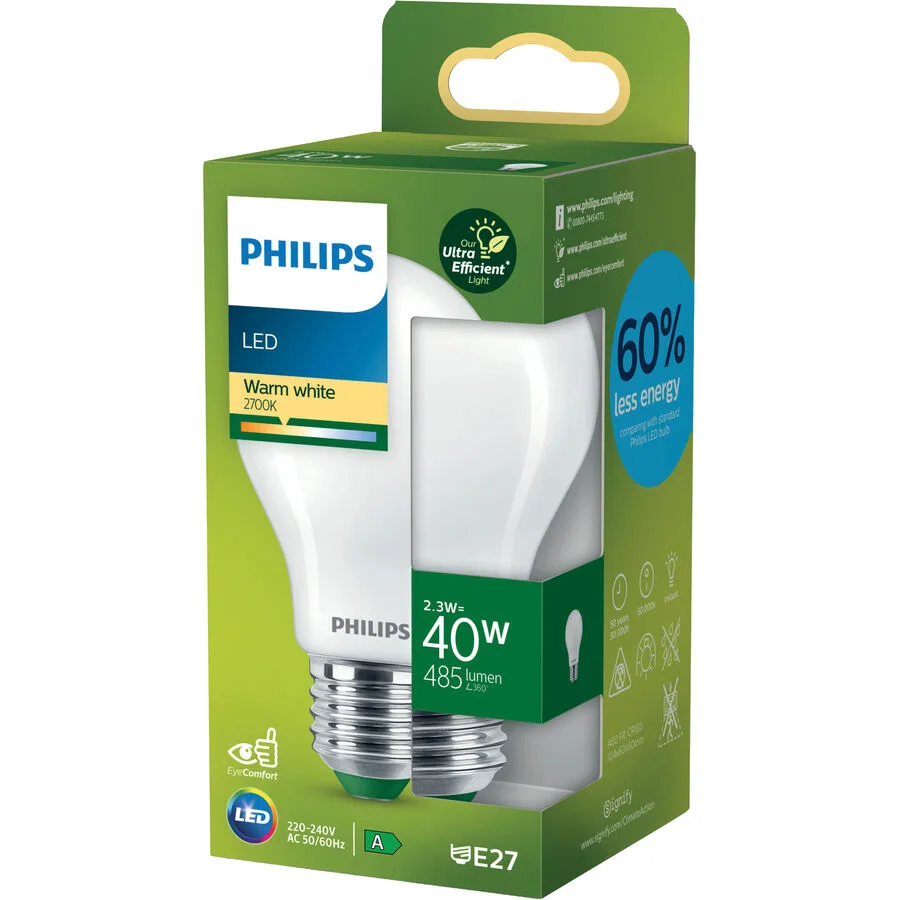Leuchtmittel Philips Glas E27 2.3 W - Farbe: weiss - LED - Lichtfarbe: Extra warmweiss - LED Leuchtmittel