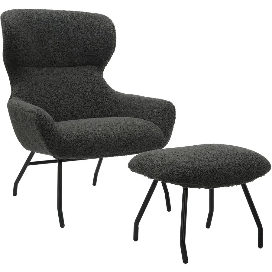 Sessel Idis Anthrazit, Schwrz Polyester Teddyfell, Metall B 79 T 82 H 103 cm