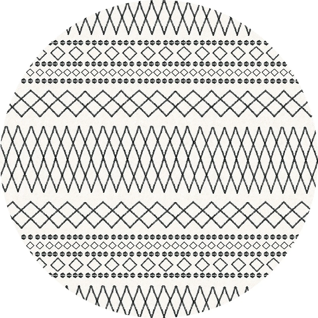 Rundt teppe - Safi (sort/hvit) (Størrelse: Ø 120 cm)