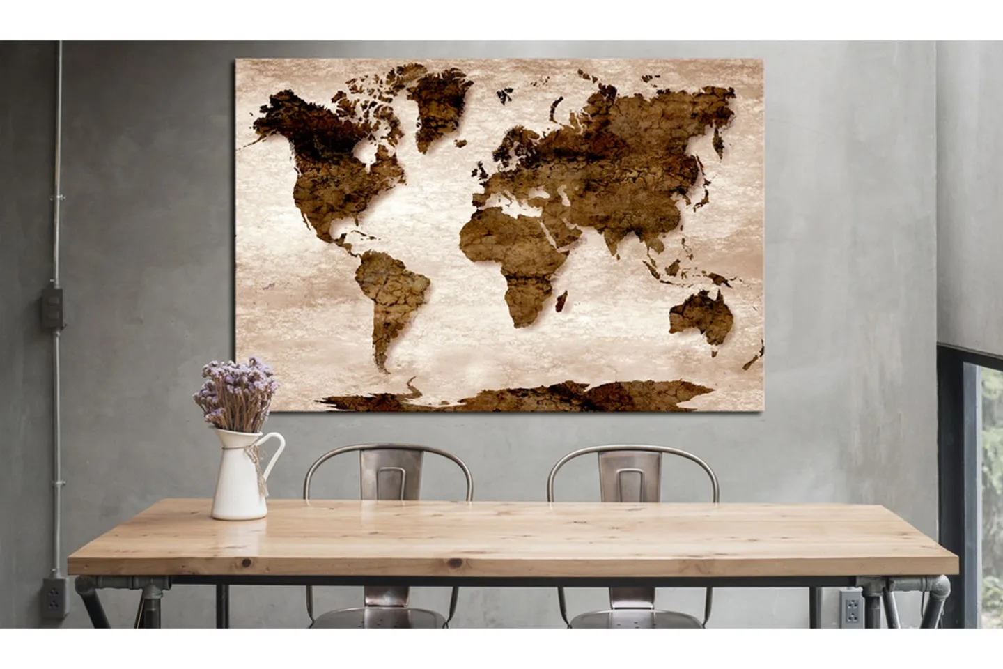 Tavla World Map: 60x40 Brown -